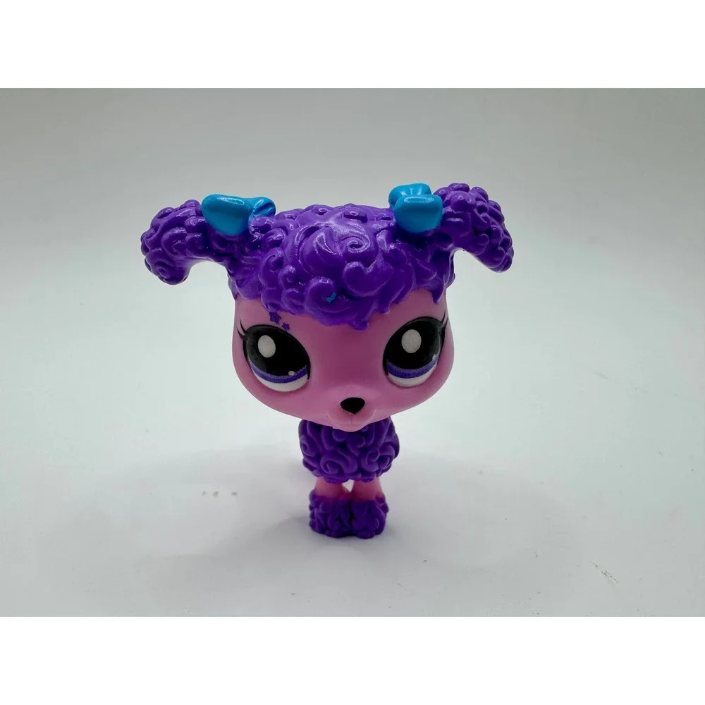 Hasbro‎ Littlest Pet Shop LPS Poodle Pink Purple Blue Bows Purple Eyes G7 #7